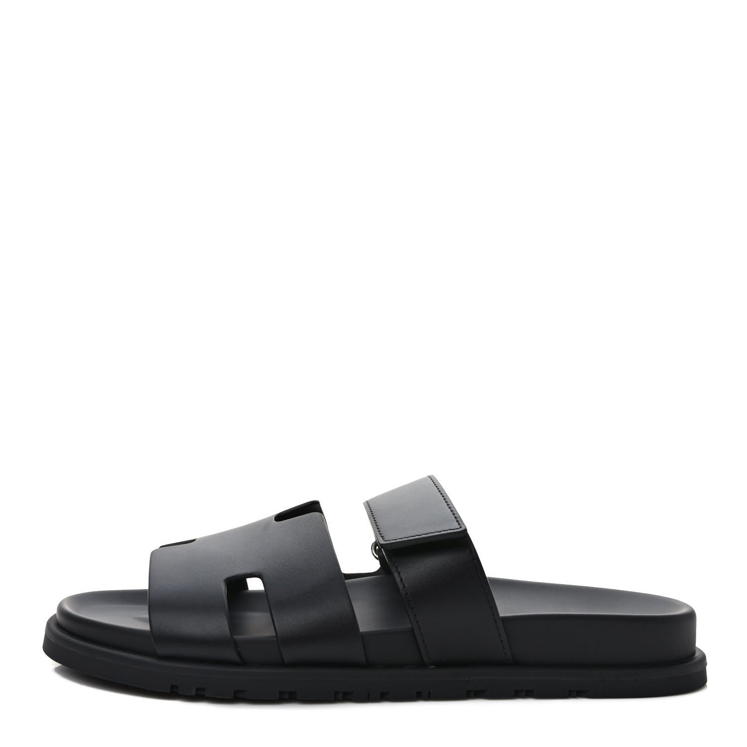 Hermes Calfskin Mens Chypre Sandals 42 Black 1 of 9