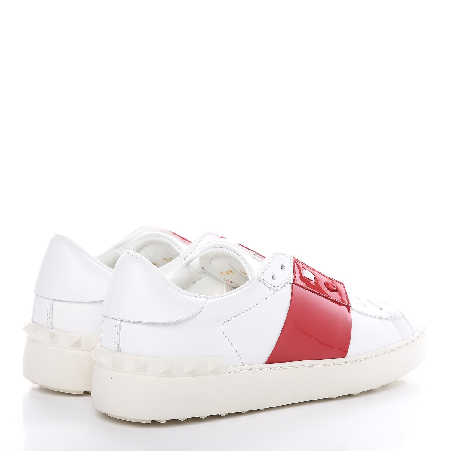 Valentino Garavani Calfskin Patent Rockstud Open Sneakers 39 White Rosso Valentino 4 of 13