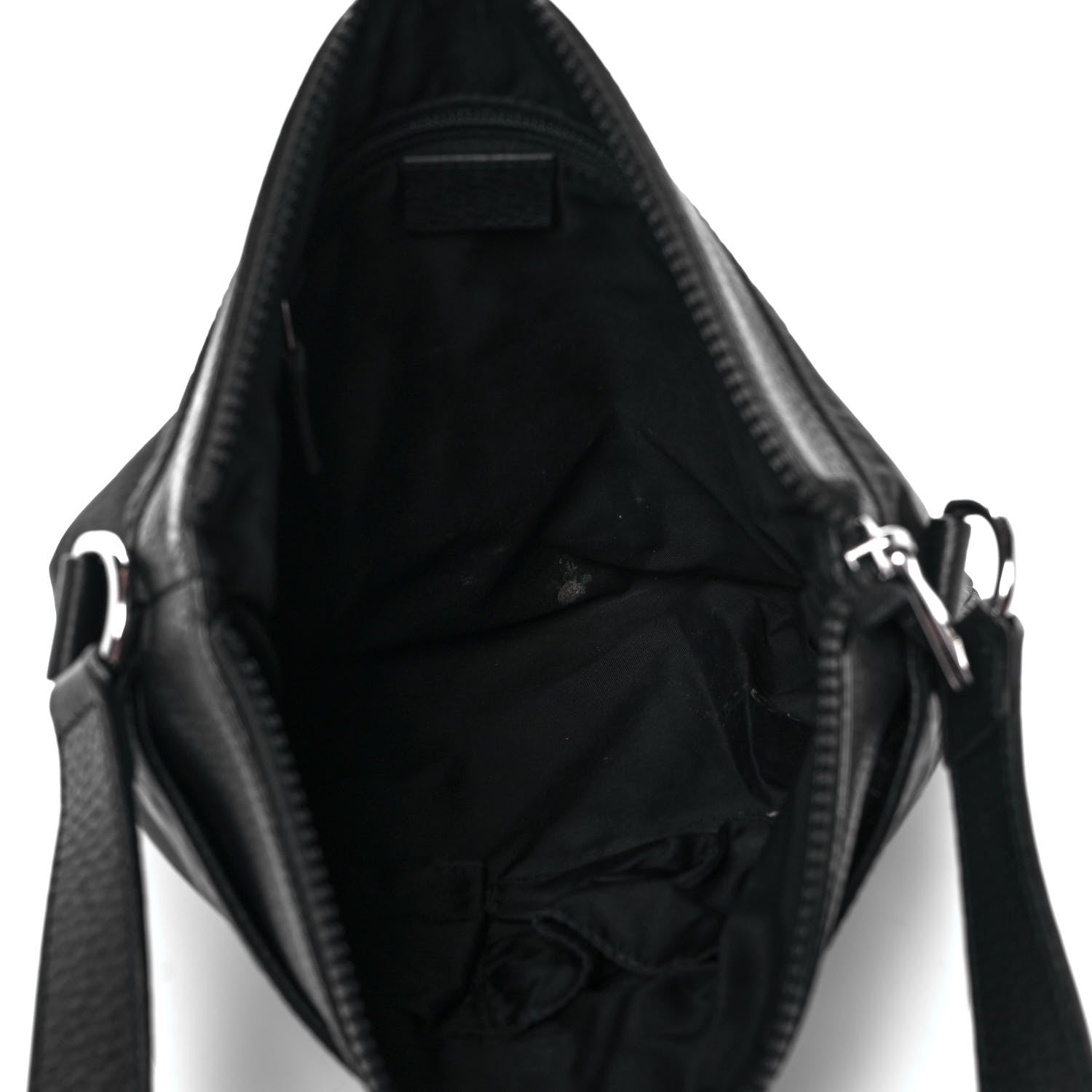 Gucci Nylon Monogram Dollar Calfskin Flat Messenger Bag Black 5 of 9