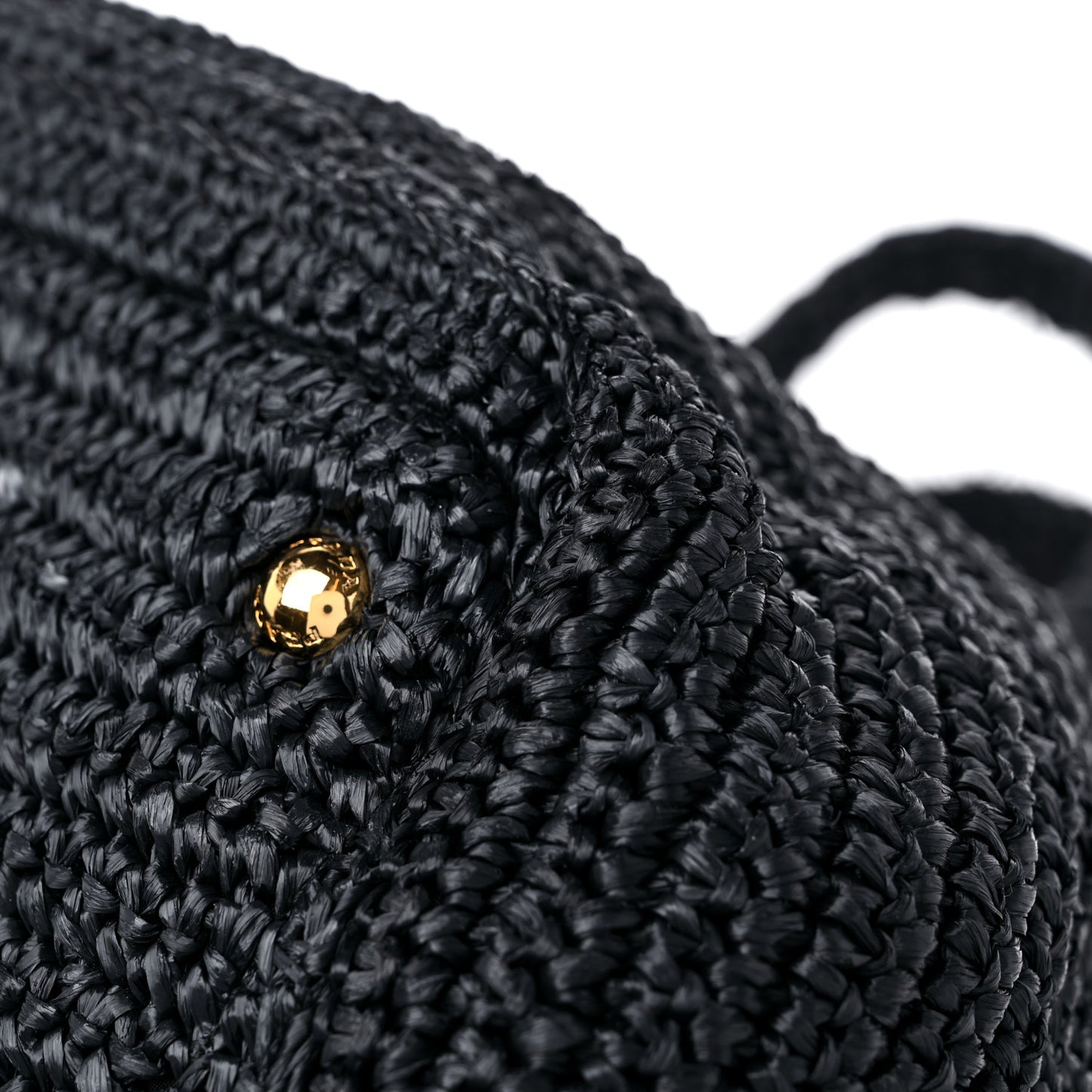 Raffia Crochet Large Tote Black