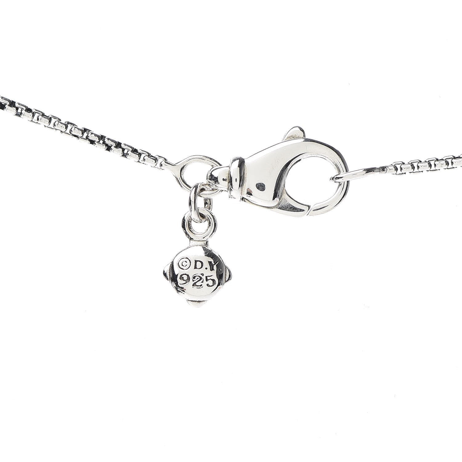 David Yurman Sterling Silver Blue Topaz 8mm Chatelaine Pendant Necklace 4 of 5