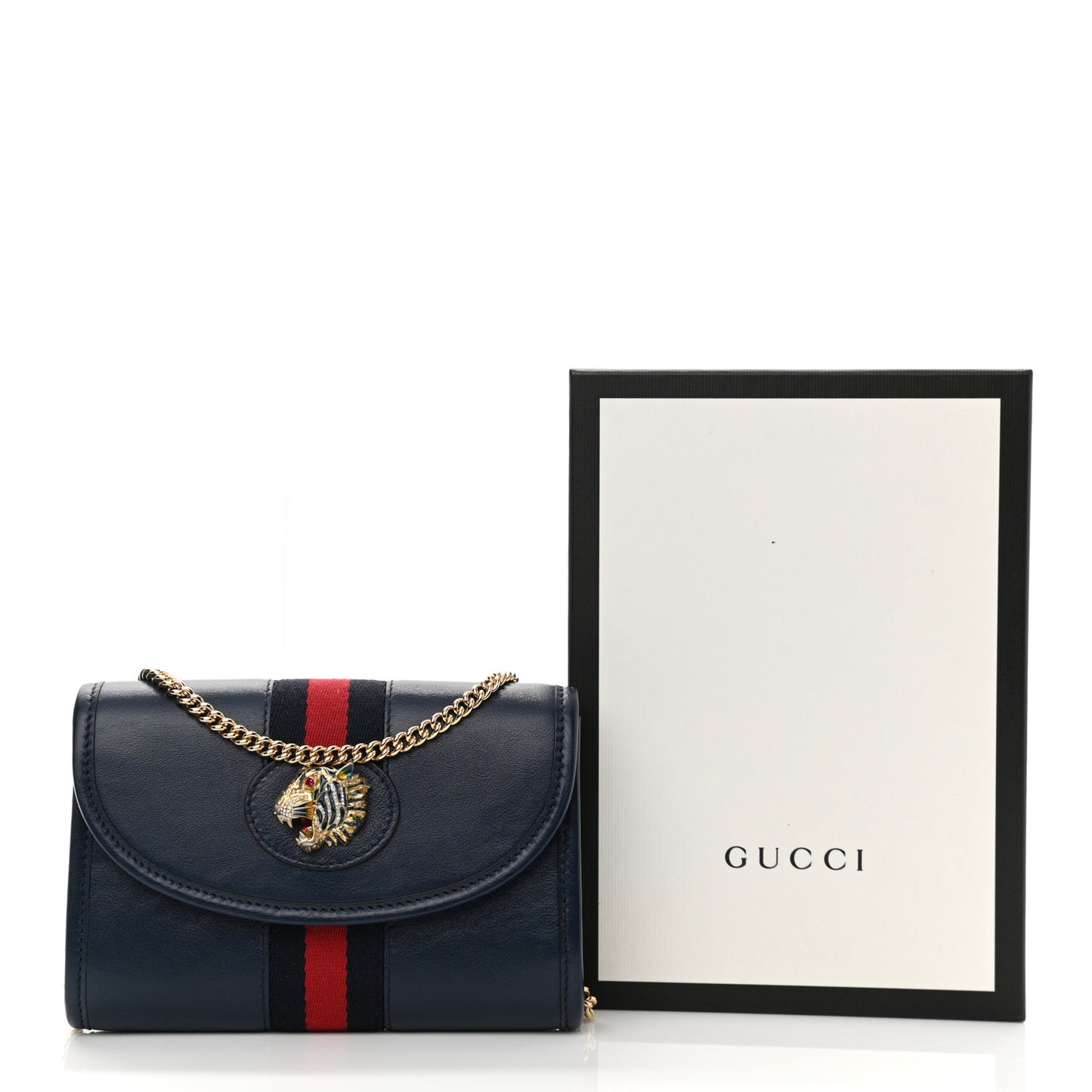 Textured Calfskin Web Mini Rajah Slim Flap Shoulder Bag Blue