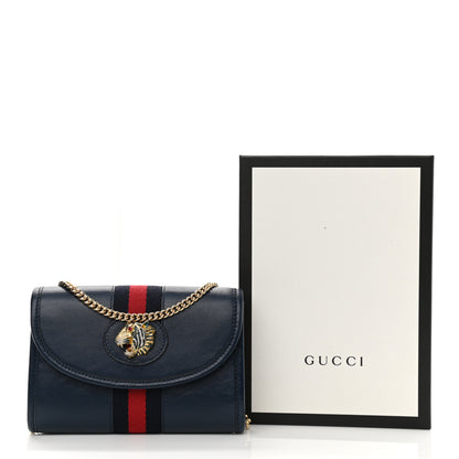 Gucci Textured Calfskin Web Mini Rajah Slim Flap Shoulder Bag Blue 11 of 11