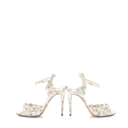 Gucci Calfskin Calico Print Allie Sandals 39 Ivory Multicolor 5 of 11