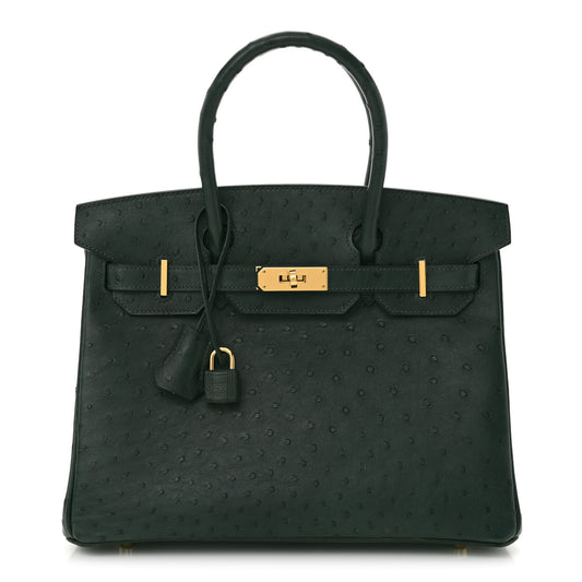 Ostrich Birkin 30 Vert Titien