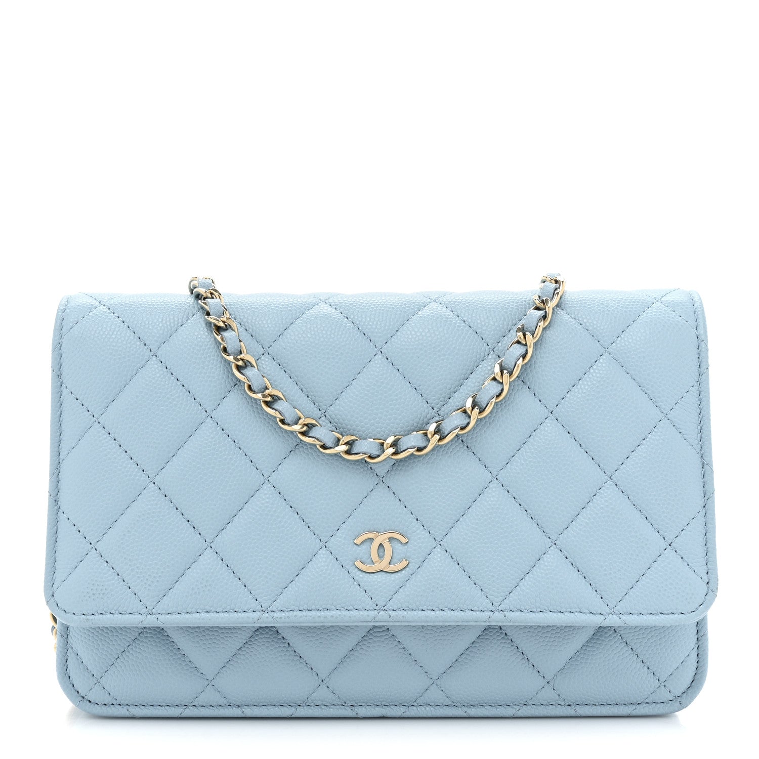 Chanel Caviar Quilted Wallet on Chain WOC Light Blue 1 of 16