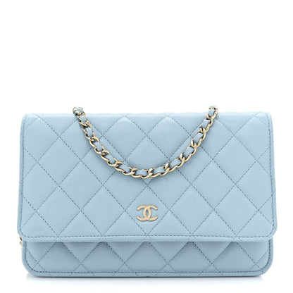 Chanel Caviar Quilted Wallet on Chain WOC Light Blue 1 of 16
