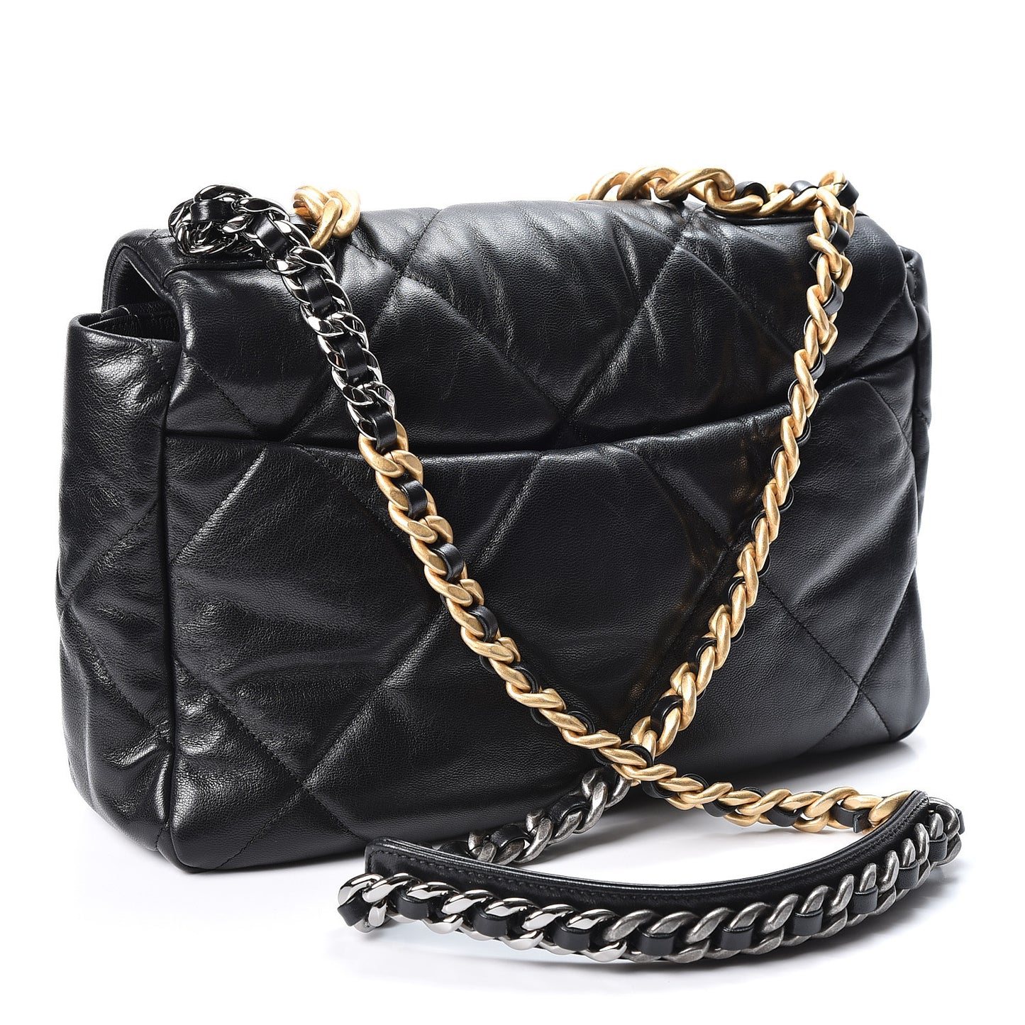Lambskin Quilted Large 19 Flap Black