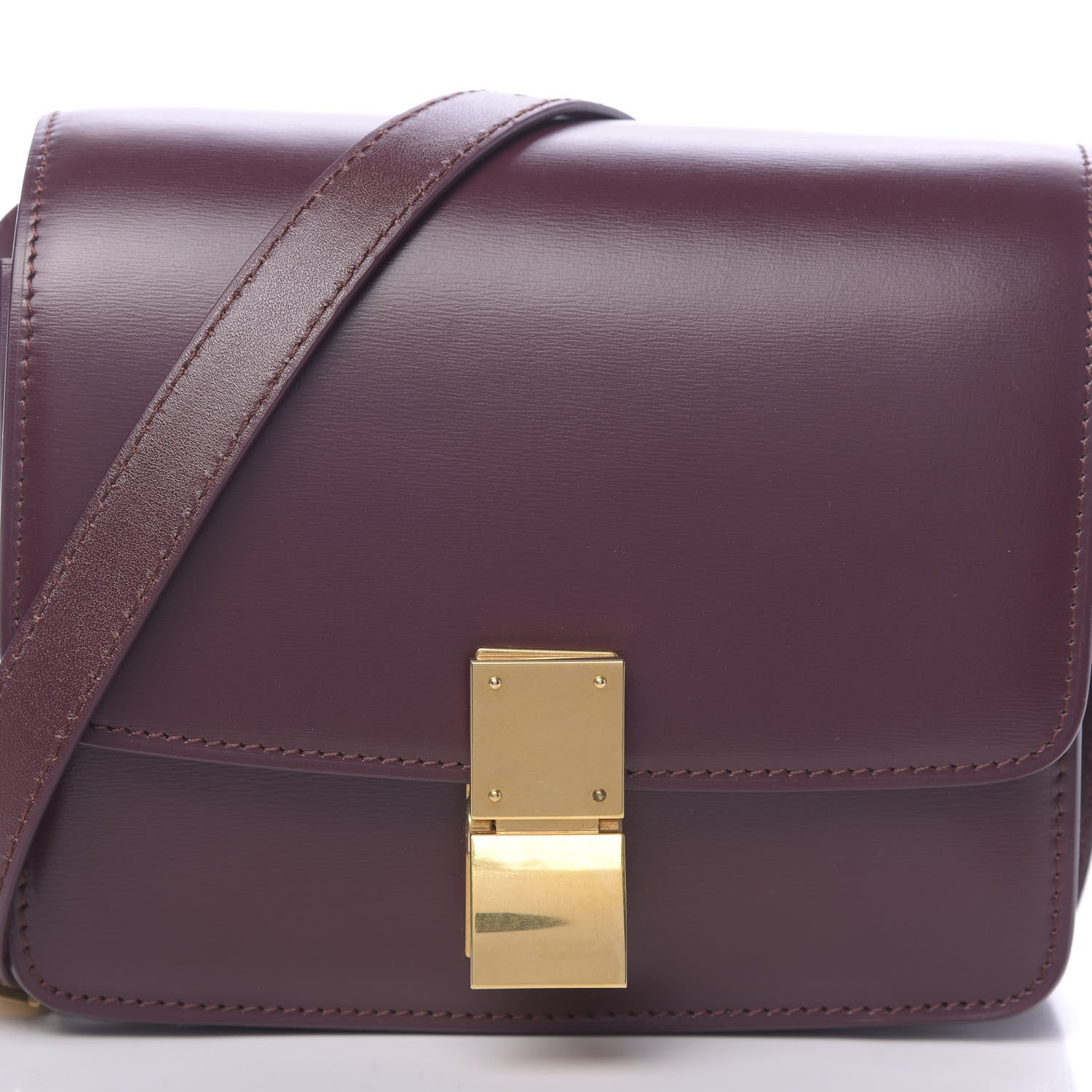 Celine Box Calfskin Small Classic Box Flap Bag Burgundy 8 of 10