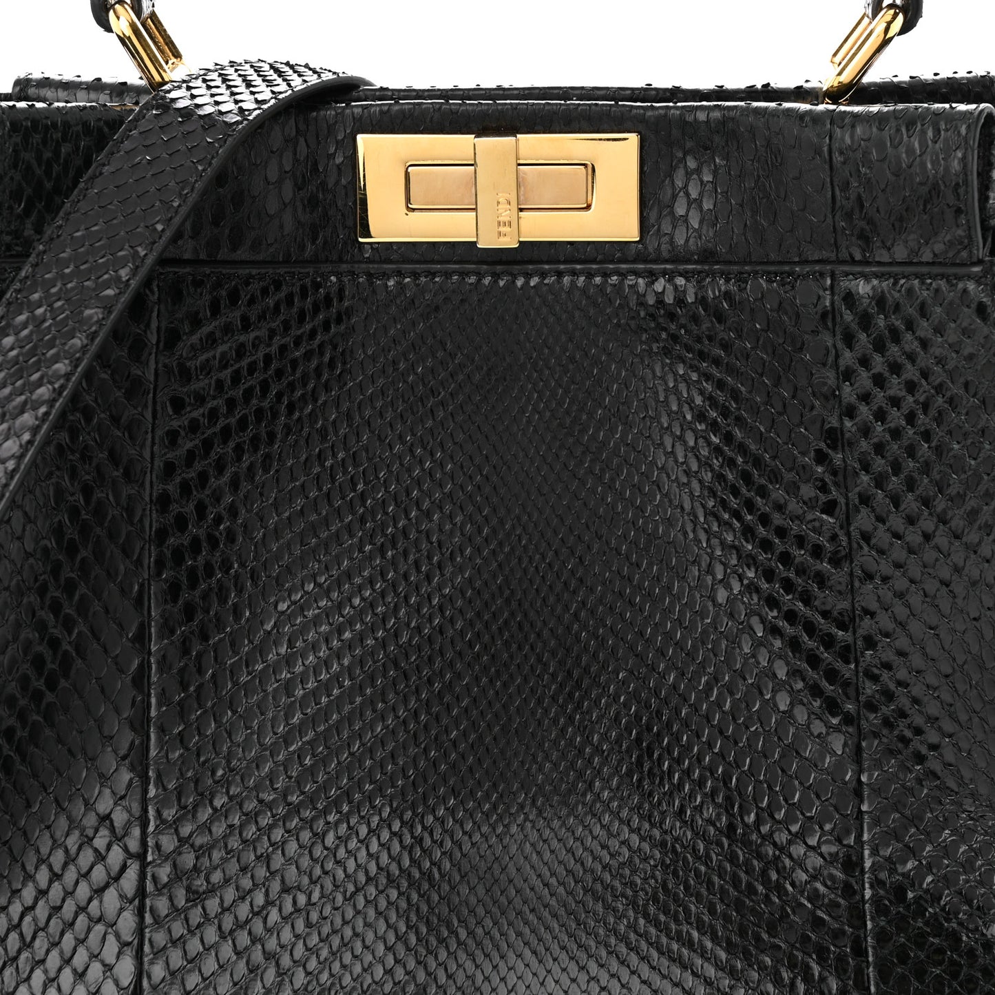 Snakeskin Nappa Medium Peekaboo Iconic Satchel Black