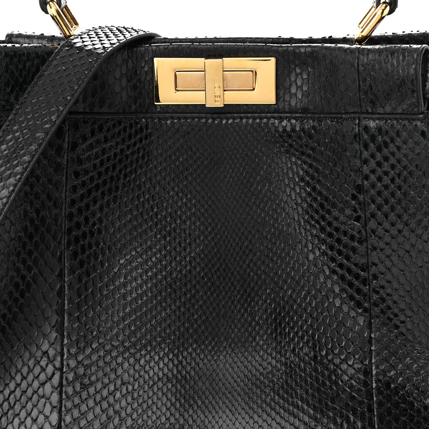 Fendi Snakeskin Nappa Medium Peekaboo Iconic Satchel Black 9 of 11