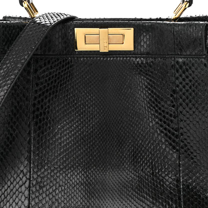 Fendi Snakeskin Nappa Medium Peekaboo Iconic Satchel Black 9 of 11