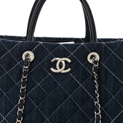 Chanel Denim Quilted Large Coco Handle Shopping Tote Blue 9 of 11