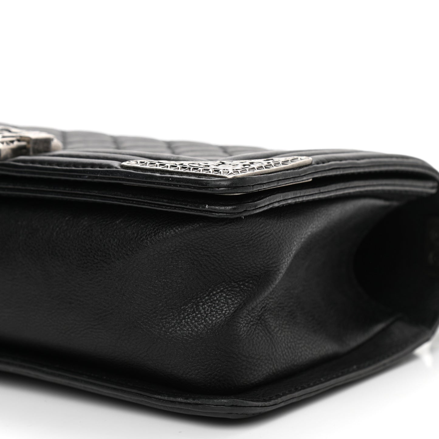 Calfskin Quilted Metal Embellished Paris Dallas Medium Boy Flap Black