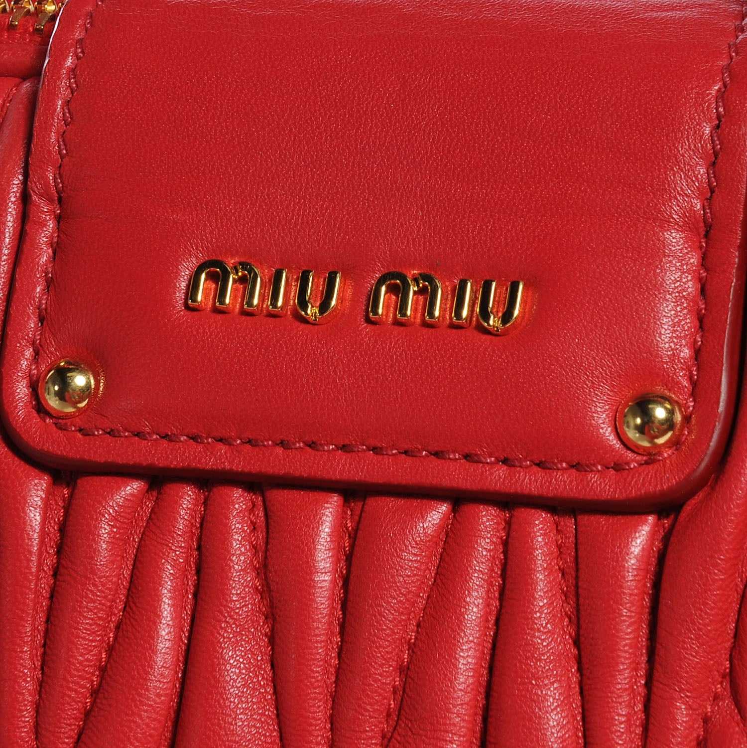 Miu Miu Leather Matelasse Bowler Red 9 of 9