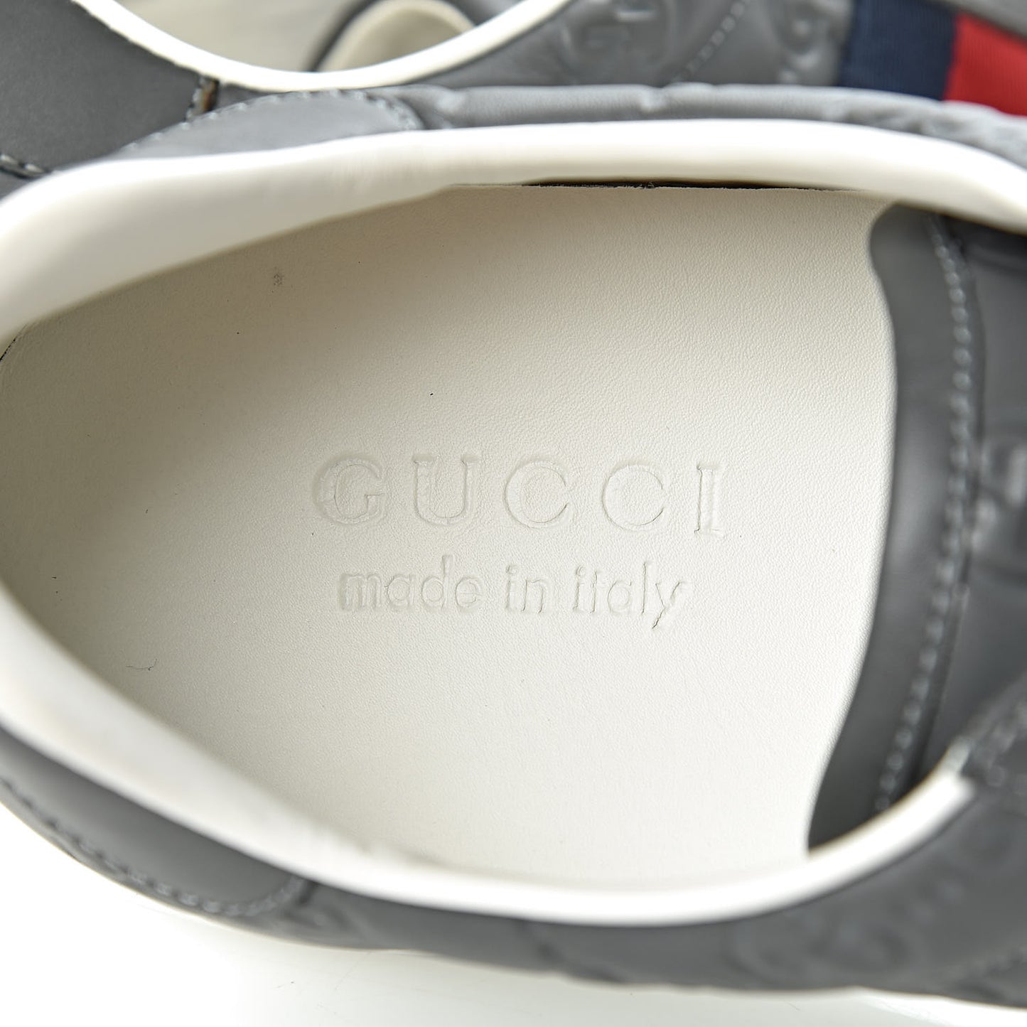 Guccissima Signature Web Mens Ace Sneakers 7 Melange Platinum