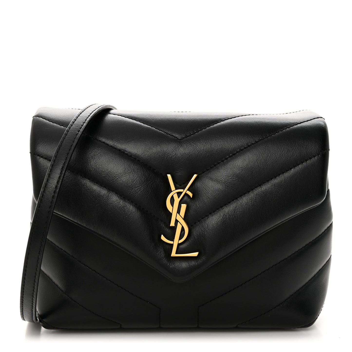 Calfskin Y Quilted Monogram Toy Loulou Crossbody Bag Black