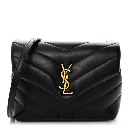Saint Laurent Calfskin Y Quilted Monogram Toy Loulou Crossbody Bag Black 1 of 11