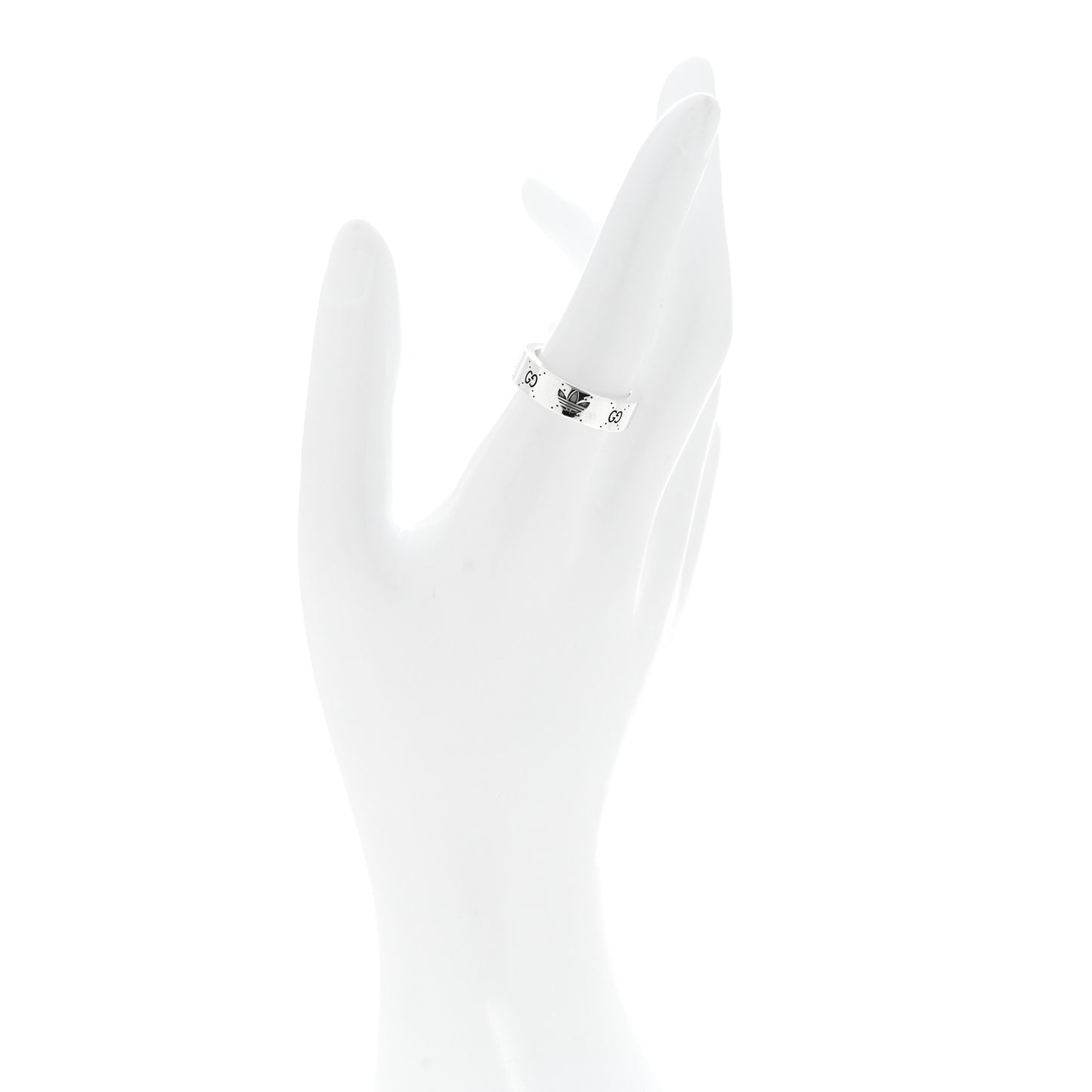 X ADIDAS Sterling Silver Trefoil GG Monogram Band Ring 57 8