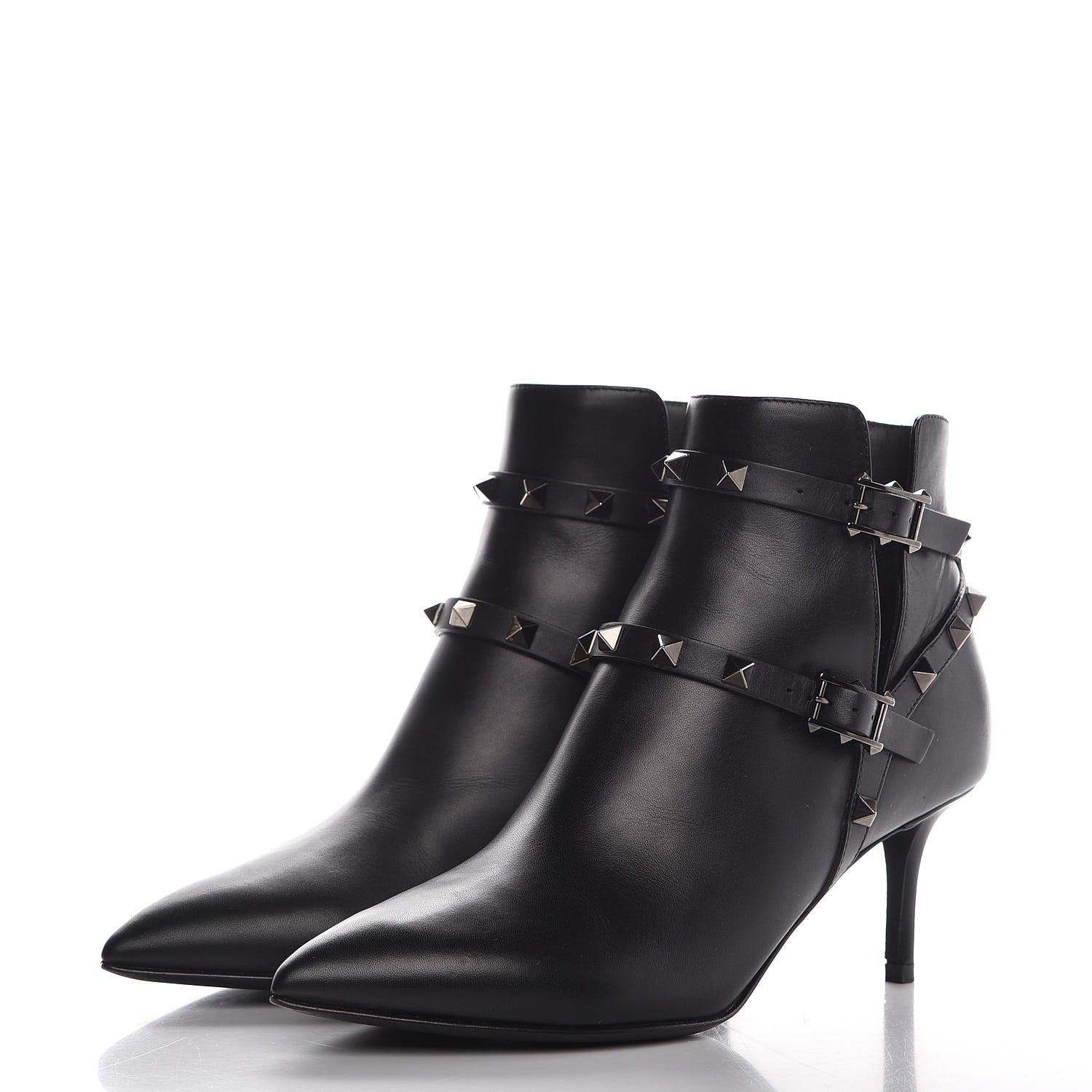 Valentino Garavani Calfskin Rockstud Double Buckle 65mm Ankle Boots 37 Black 3 of 8