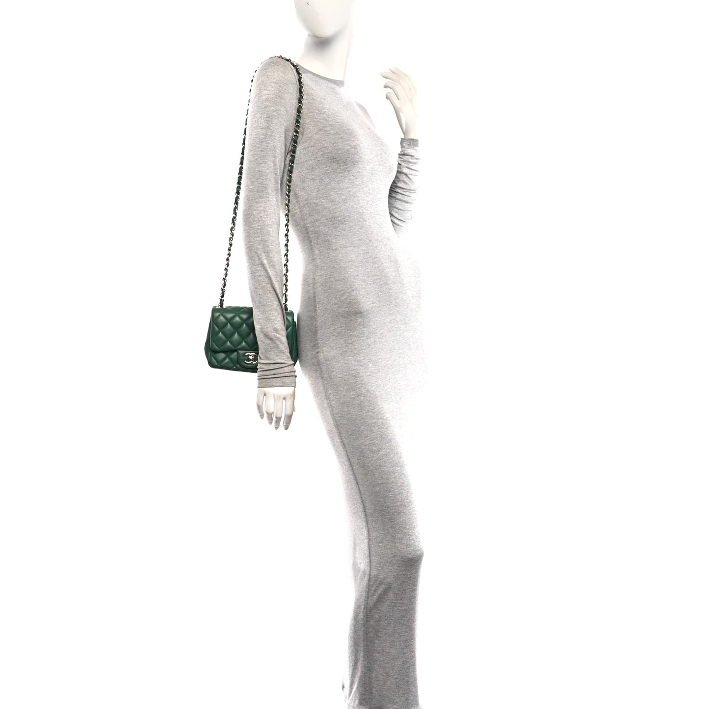 Lambskin Quilted Mini Square Flap Green