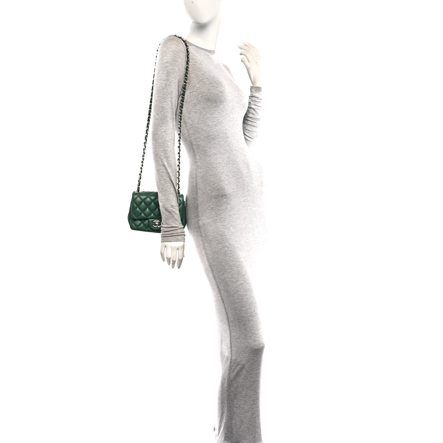 Chanel Lambskin Quilted Mini Square Flap Green 2 of 10