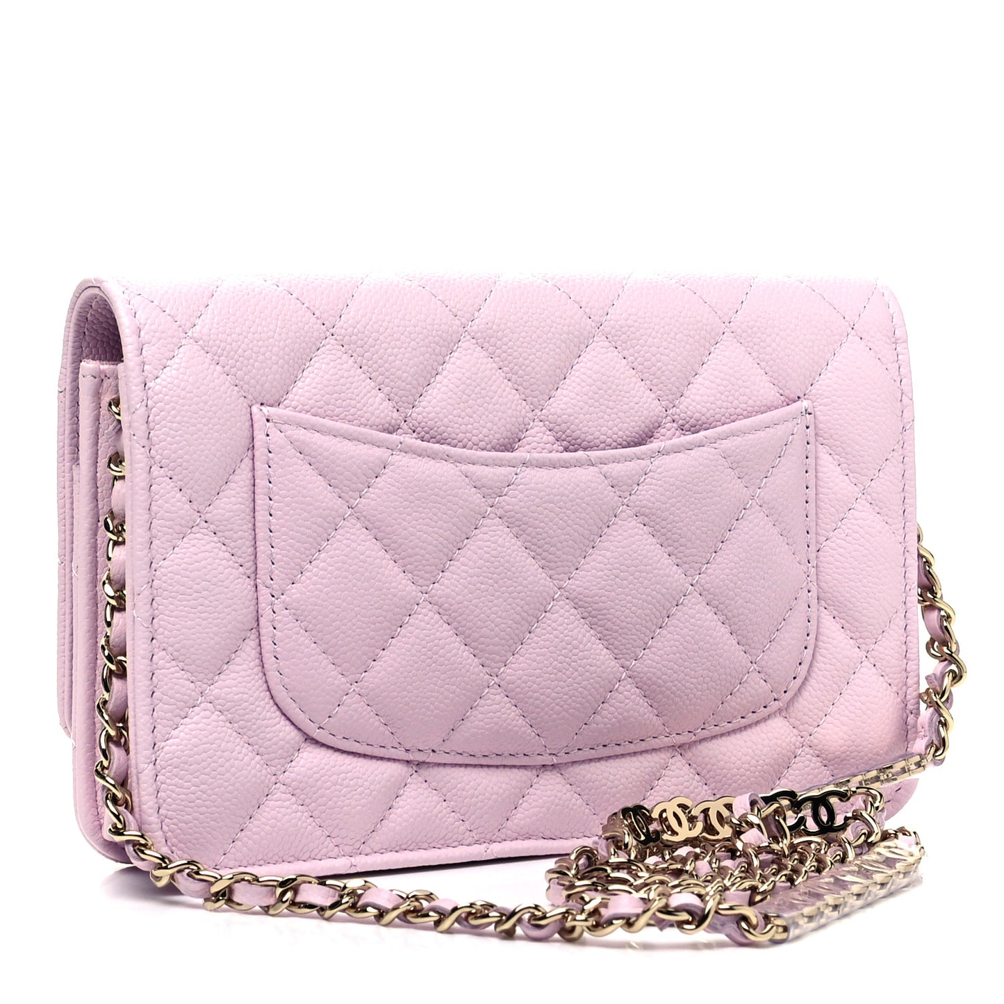 Caviar Quilted Tiny CC Wallet On Chain WOC Light Pink