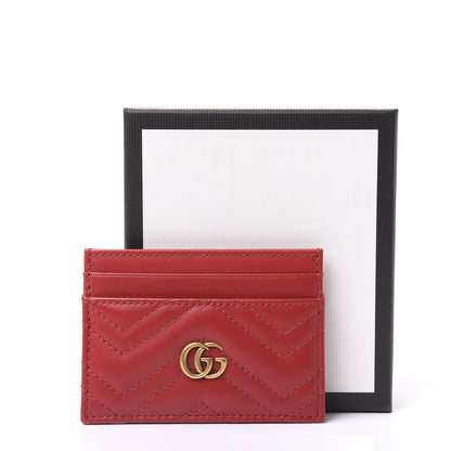 Gucci Calfskin Matelasse GG Marmont Card Holder Hibiscus Red 9 of 9
