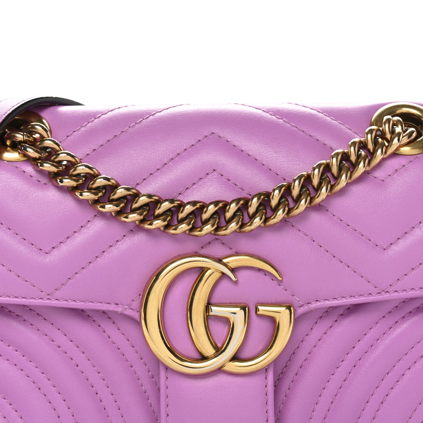 Calfskin Matelasse Mini GG Marmont Shoulder Bag Candy Mousse