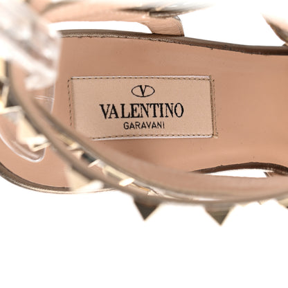 Valentino Garavani Metallic Pebbled Calfskin Rockstud Ankle Strap 65mm Pumps 37 Sasso 7 of 8