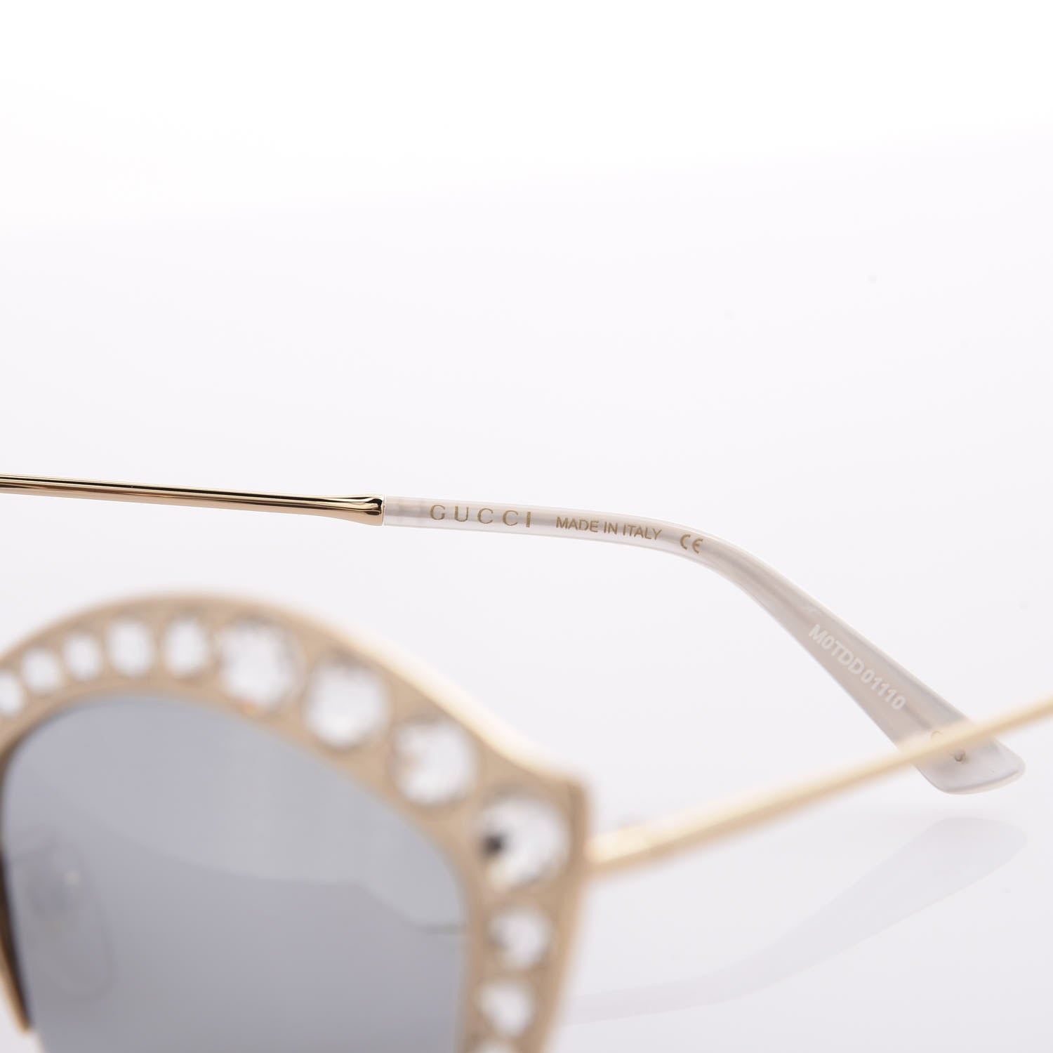 Gucci Metal Crystal Cat Eye Sunglasses GG00114S Gold 6 of 8
