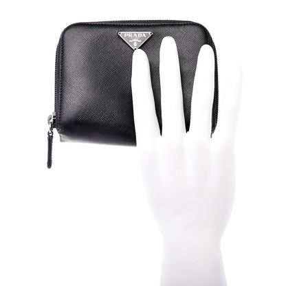 Prada Saffiano Compact Zip Around Wallet Black 2 of 14