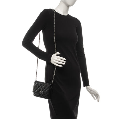 Chanel Lambskin Quilted Wallet On Chain WOC Black 2 of 8