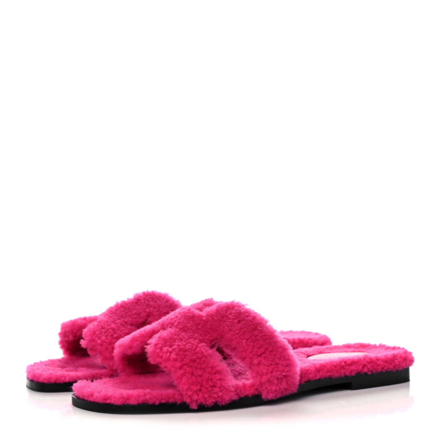 Hermes Woolskin Oran Sandals 39.5 Rose Fuchsia 3 of 7