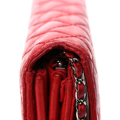 Chanel Lambskin Quilted East West Flap Clutch Red 15 of 16