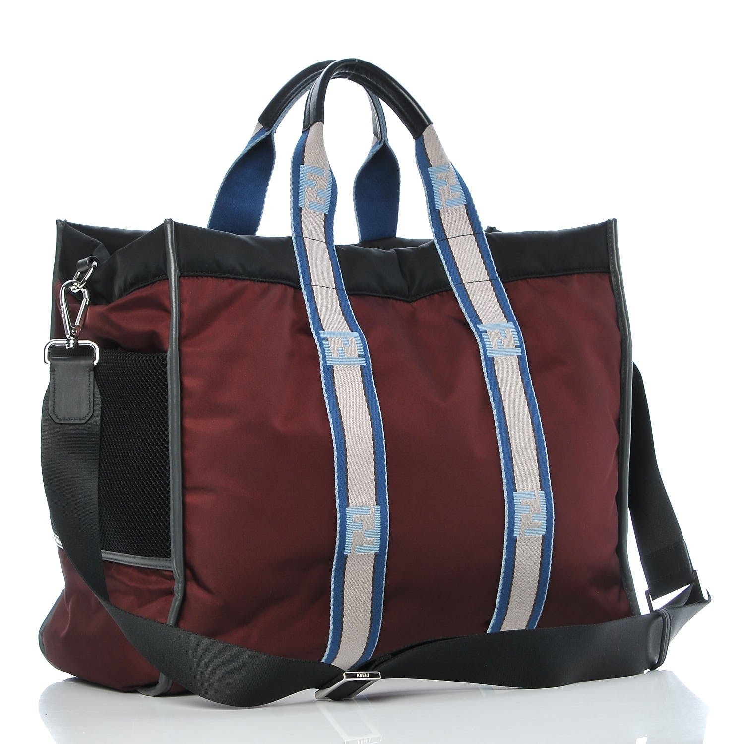 Fendi Nylon Reversible Everyday Tote Burgundy Black 5 of 12