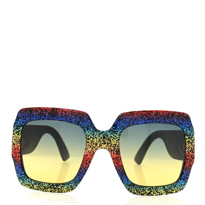 Gucci Square Frame GG0102S Sunglasses Glitter Gold Multi 2 of 6