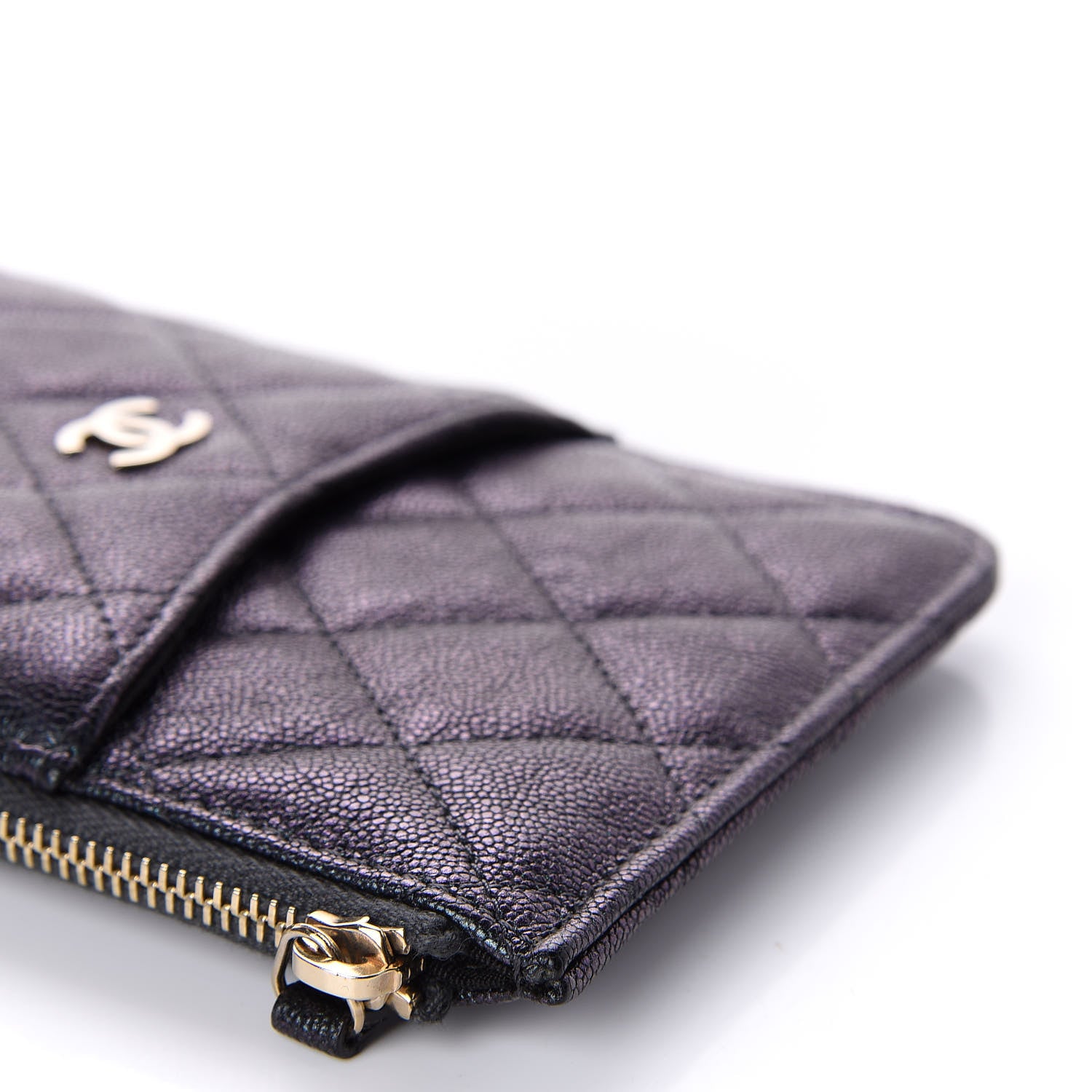 Chanel Iridescent Caviar Quilted Classic Flat Wallet Pouch Black 7 of 9