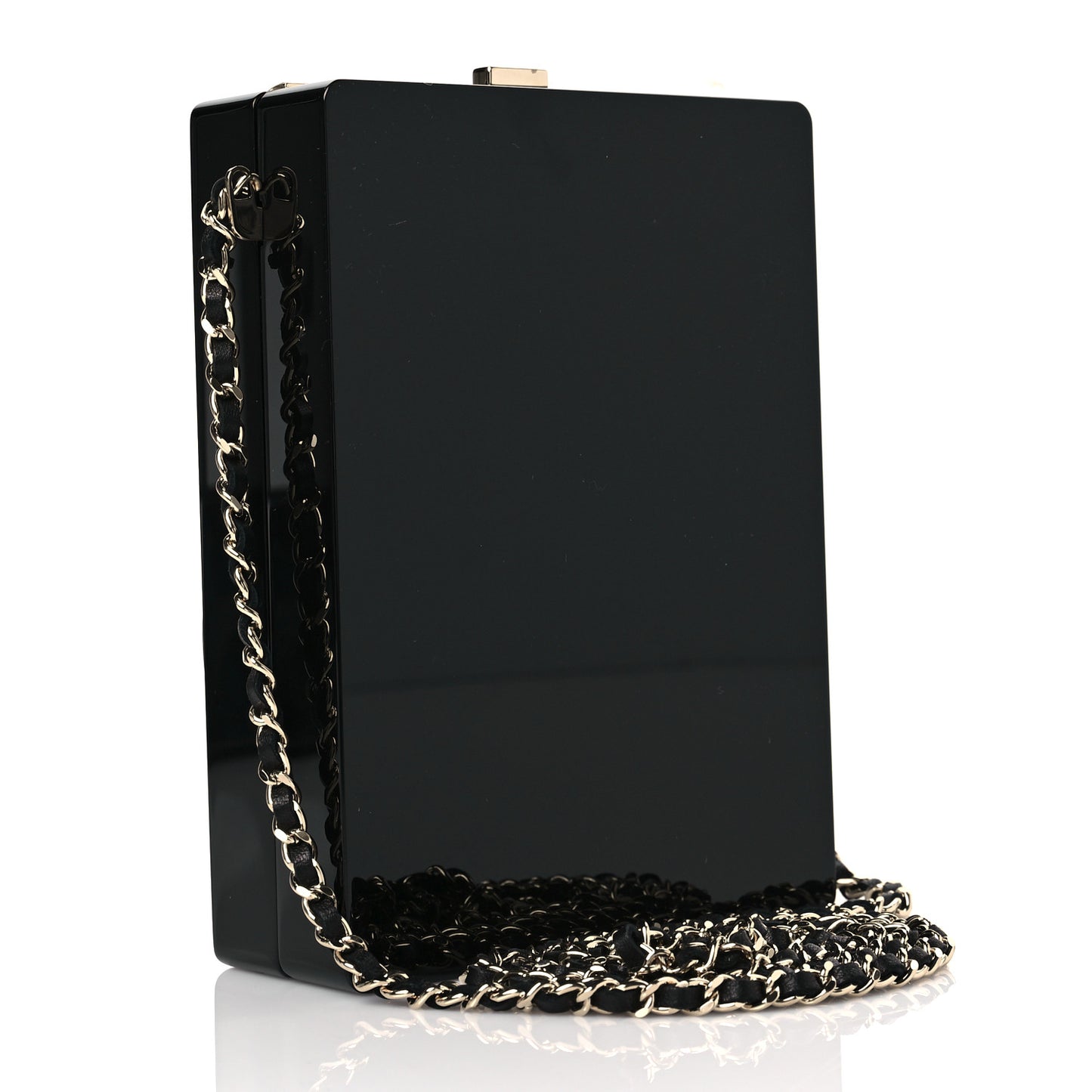 Plexiglass Strass Mosaic No 5 Minaudière Clutch Black Gold
