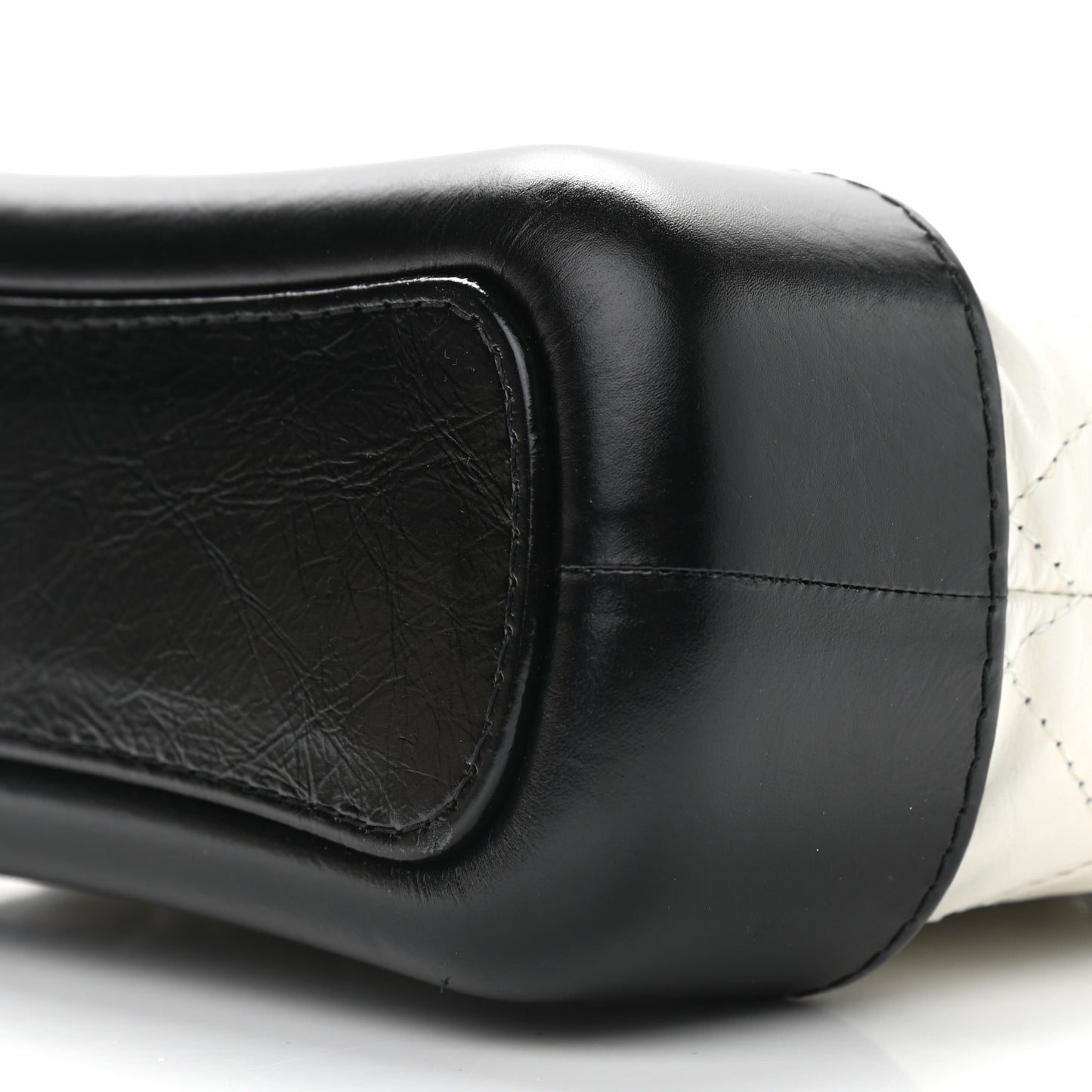 Aged Calfskin Quilted Small Gabrielle Hobo Black White