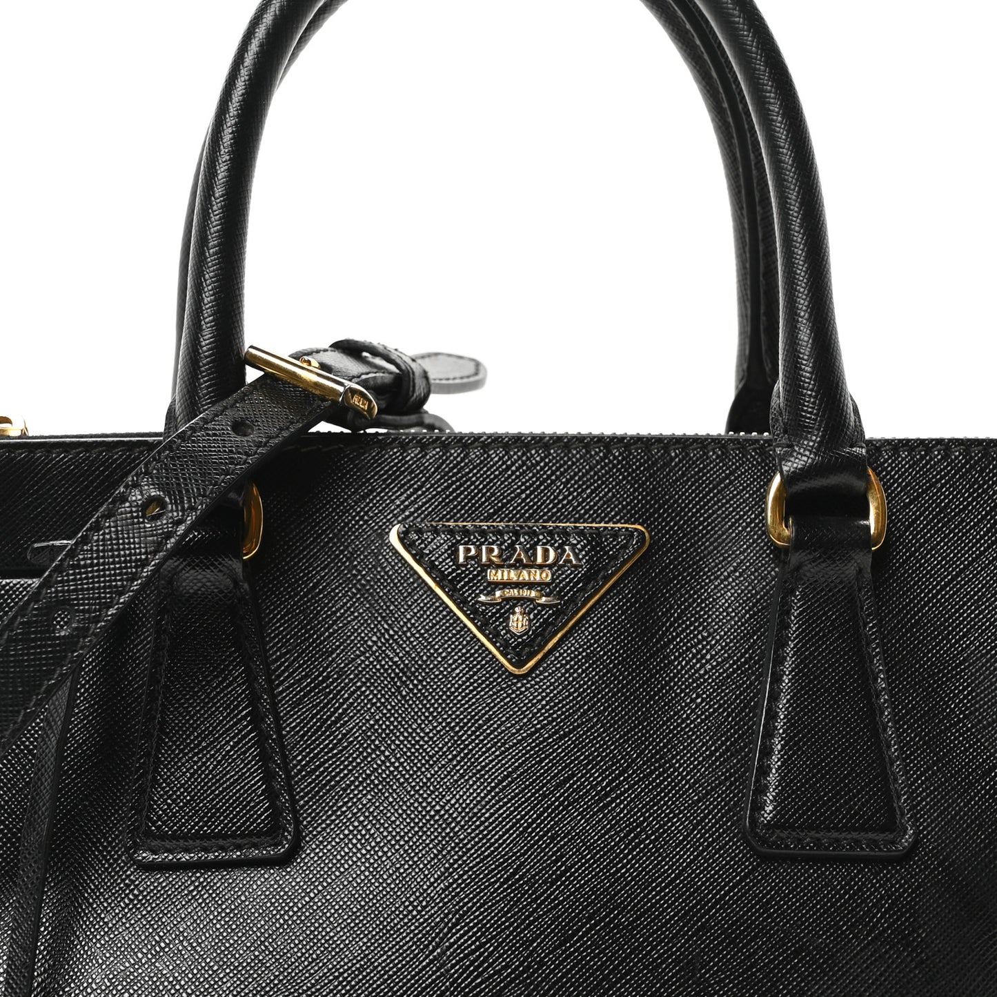 Saffiano Mini Galleria Double Zip Tote Black