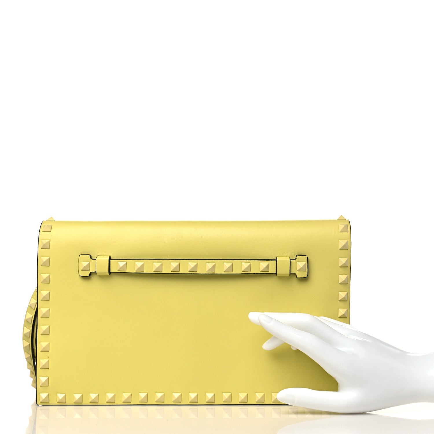 Valentino Garavani Nappa Monochrome Rockstud Wristlet Clutch Soft Yellow 2 of 8