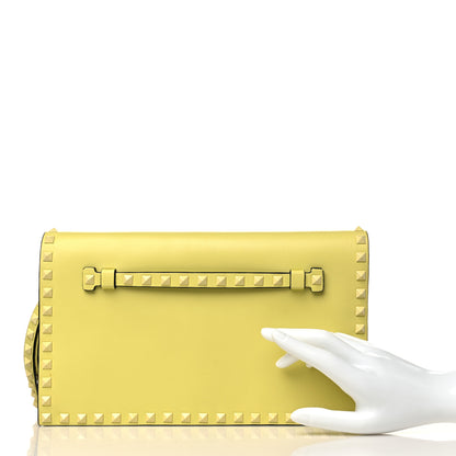 Valentino Garavani Nappa Monochrome Rockstud Wristlet Clutch Soft Yellow 2 of 8