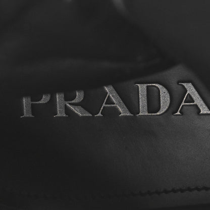 Prada Spazzolato Rois Re-Nylon Metal Triangle Logo Monolith Pouch Pocket 55mm Boots 38 Black 9 of 11