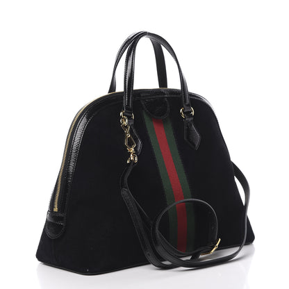 Gucci Suede Patent GG Web Medium Ophidia Top Handle Dome Bag Black 3 of 12