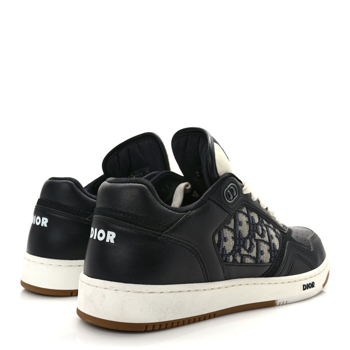 Smooth Calfskin Jacquard Oblique Mens B27 Low Top Sneakers 42 Black Blue
