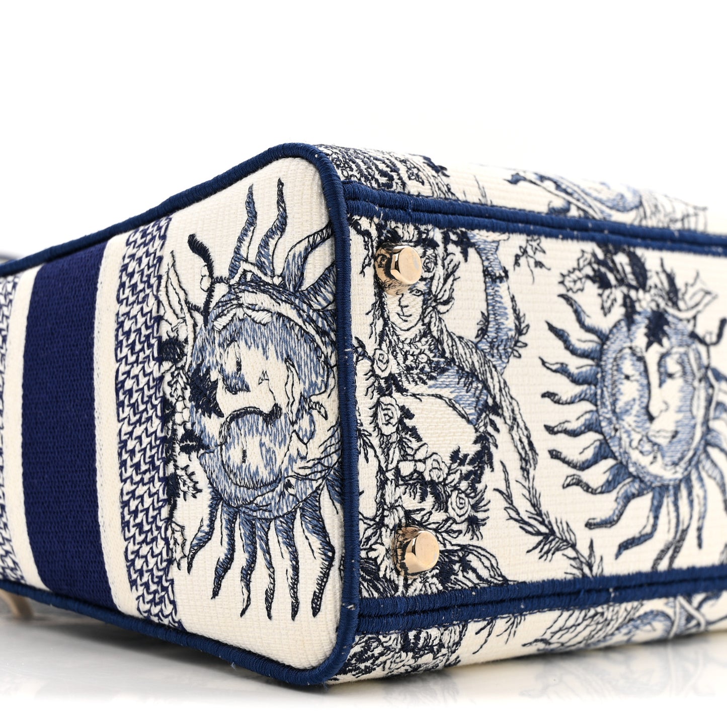 Canvas Embroidered Toile De Jouy Soleil Medium Lady D-Lite Blue