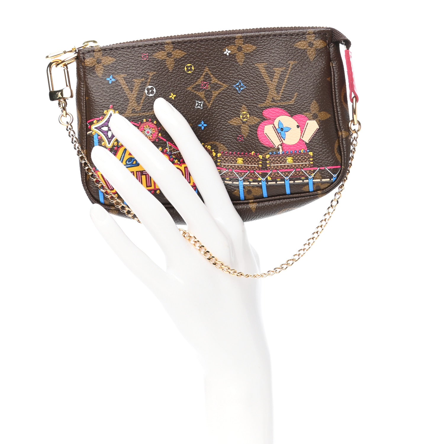 Louis Vuitton Monogram 2020 Christmas Animation Roller Coaster Mini Pochette Accessories Pivoine 2 of 8