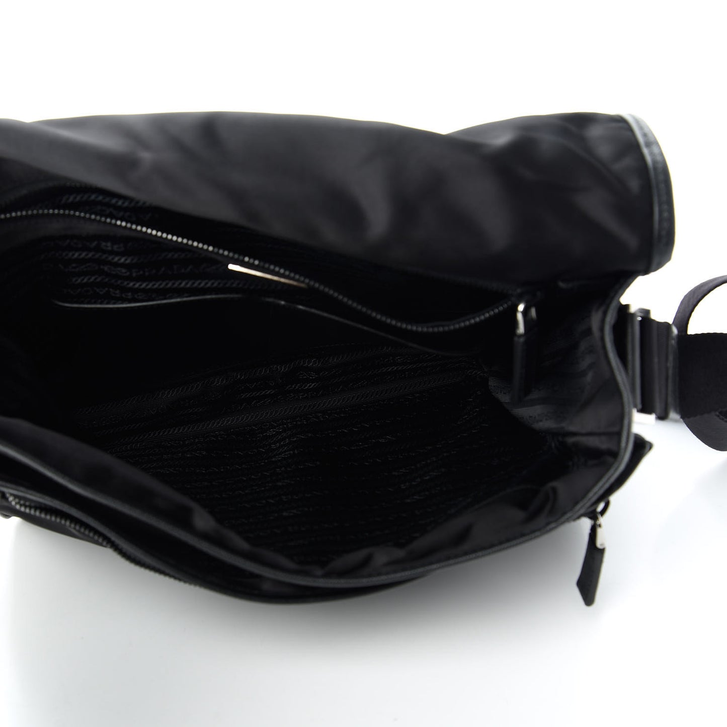 Tessuto Nylon Saffiano Messenger Satchel Black