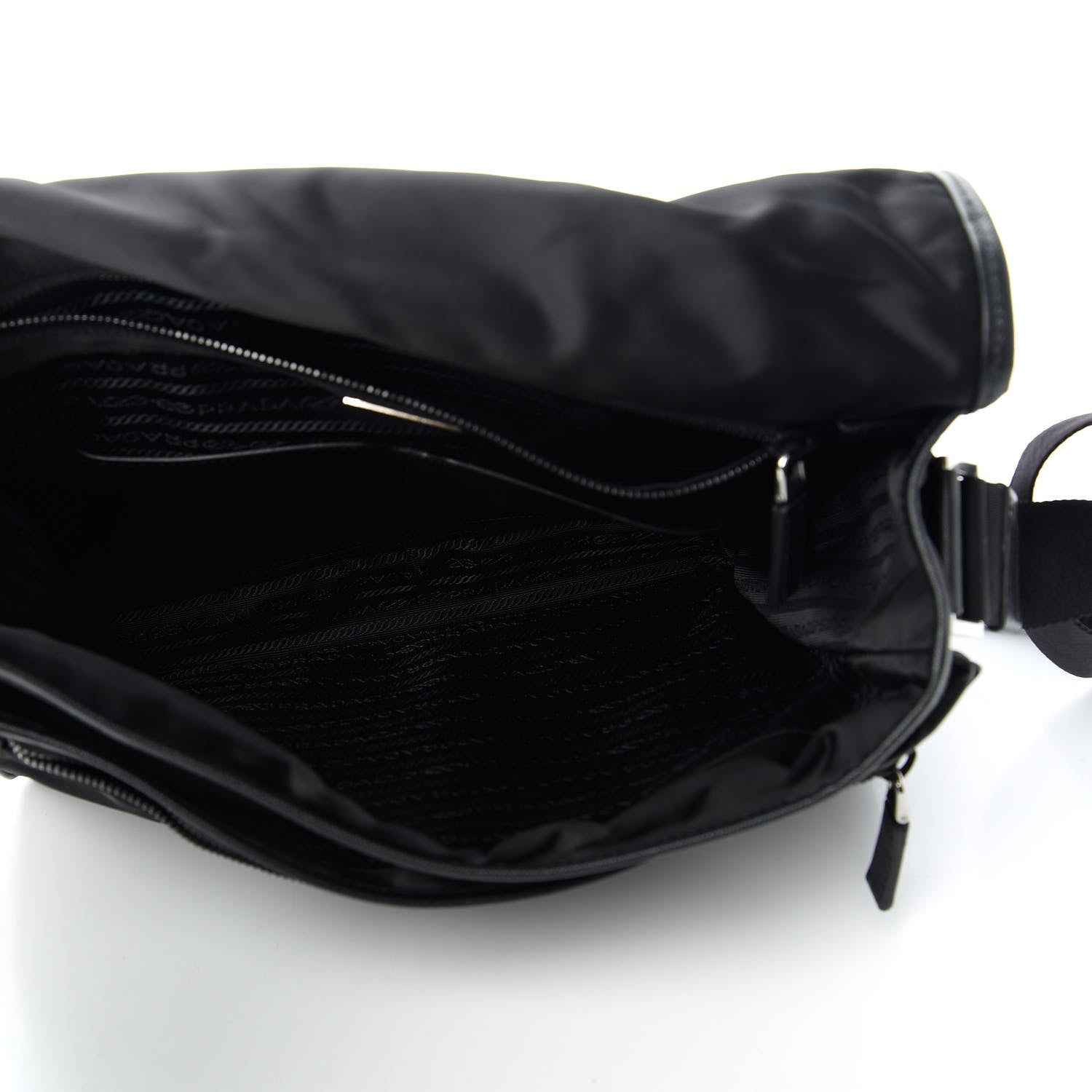 Prada Tessuto Nylon Saffiano Messenger Satchel Black 5 of 9